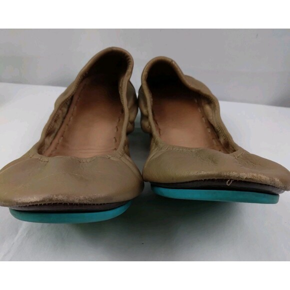 Tieks By Gavrieli Metallic Gold Ballet Flats Leather Teal Accents Women's Size 9 - Picture 3 of 12